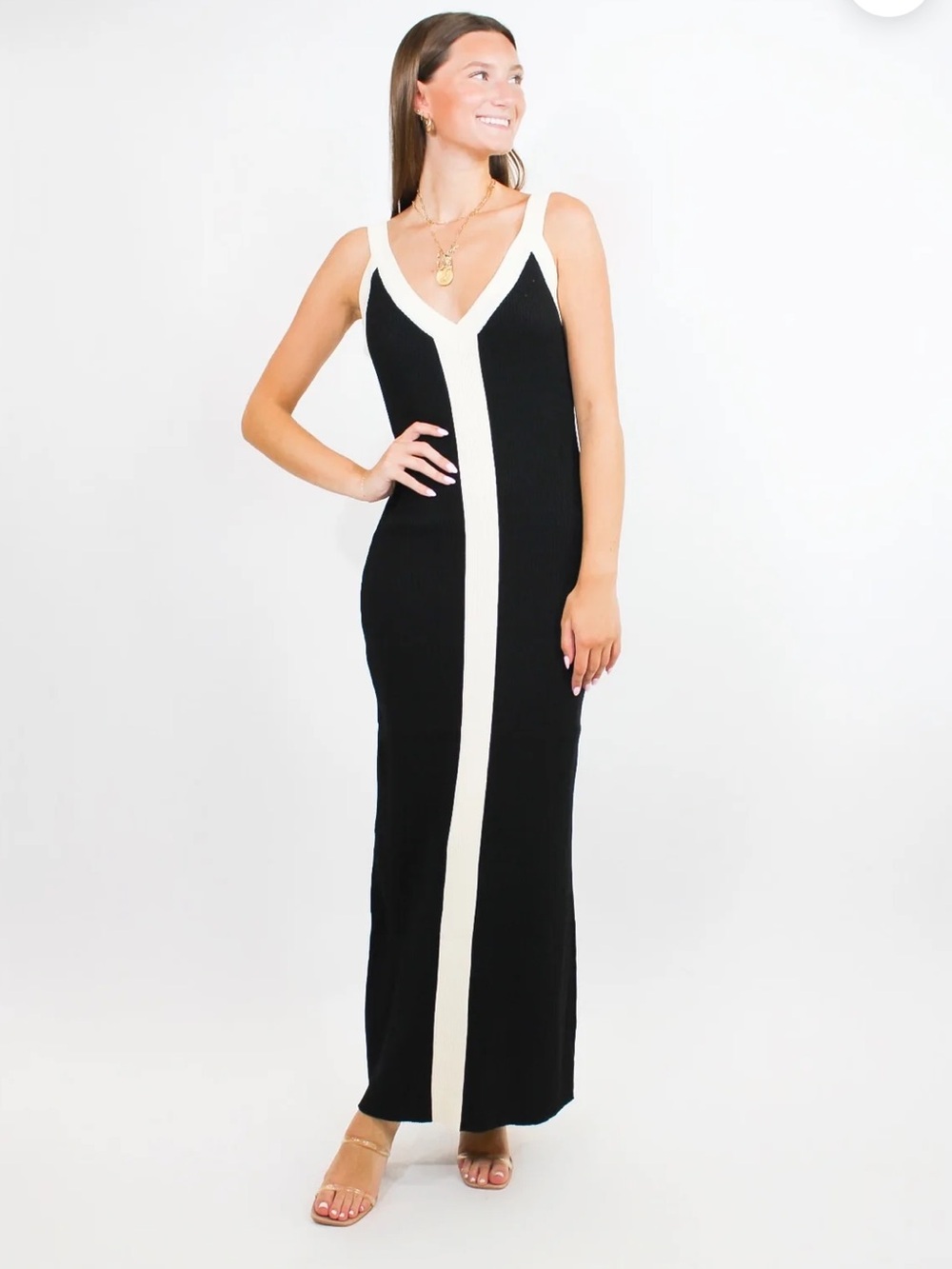 WALK THE LINE KNIT MAXI DRESS